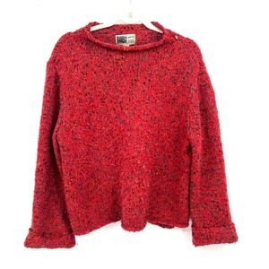 Habitat chunky knit vintage roll neck sweater red marl boho lagenlook M READ
